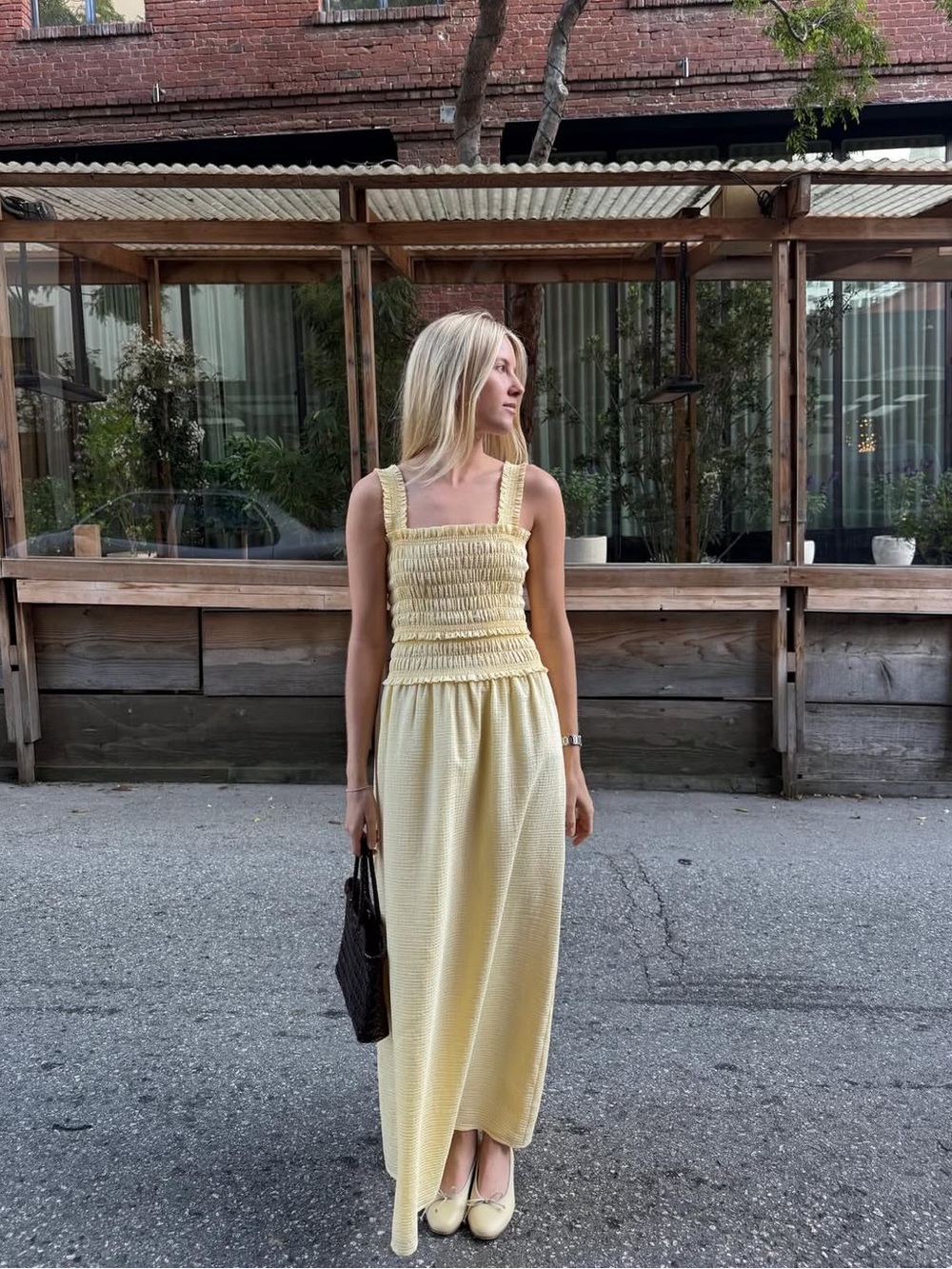 Hill House The Azalea Maxi Nap Dress in Butter Yellow Tonal Seersucker